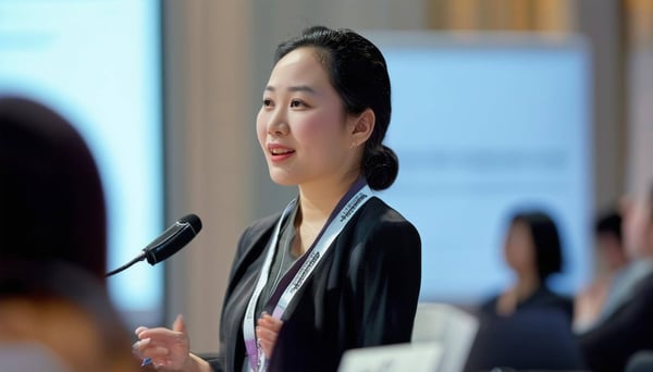 female asian conference presenter